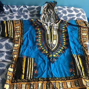 Mens large hooded African printed shirt